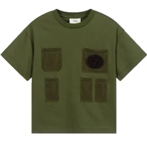 Fendi Boys Basic Cotton T-shirt Green - 8Y GREEN
