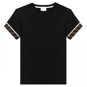 Fendi Boys Cuff Logo T-shirt Black - BLACK 6Y