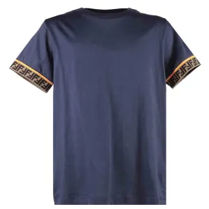 Fendi Boys FF Trim Logo T-shirt Navy - 8Y NAVY