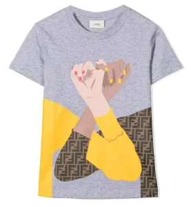 Fendi Boys Linking Hands T-shirt - 4Y GREY