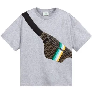 Fendi Boys T-shirt Pouch Print Grey - GREY 12Y
