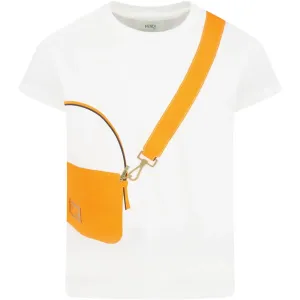 Fendi Girls Purse Print T-shirt White - 4Y WHITE