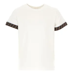 Fendi Kids Cuff Logo T Shirt White - 12Y WHITE