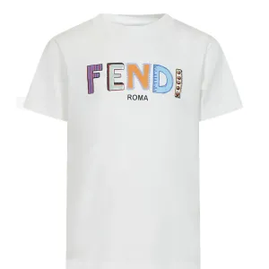 Fendi Kids Unisex Ivory T-shirt White - 6Y WHITE