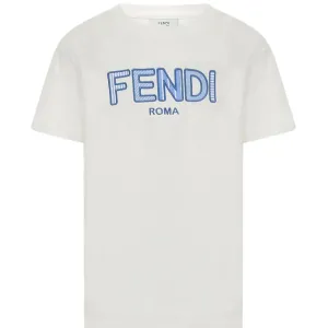 Fendi Kids Unisex Logo T-shirt White - 10Y WHITE