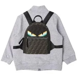 Fendi Boys Zip Top With 3D Backpack Print Grey - GREY 4Y