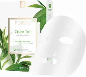 FOREO Maschera in tessuto detergente per pelli miste Green Tea (Purifying Sheet Mask) 3 x 20 g
