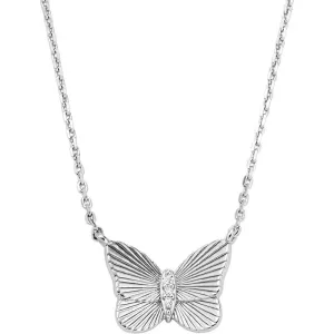 Fossil Collana farfalla in argento con cristalli JFS00619040