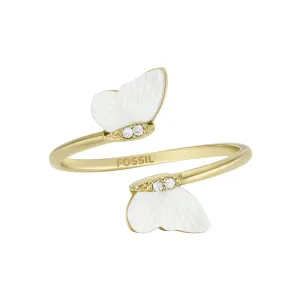 Fossil Elegante anello aperto placcato oro Radiant Wings JF04423710 59 mm