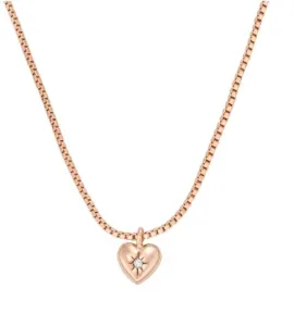 Fossil Romantica collana placcata in oro rosa con cuore con cristallo JFS00610791