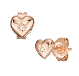 Fossil Romantici orecchini a cuore placcati in oro rosa con cristalli JFS00609791