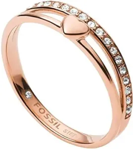 Fossil Romantico anello placcato in oro rosa con cristalli JF03460791 50 mm