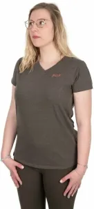 Fox Fishing Maglietta Womens V-Neck T-Shirt Dusty Olive Marl/Mauve Fox XL
