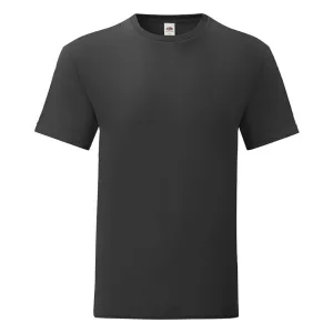 Black men's t-shirt in combed cotton Iconic with Fruit of the Loom sleeve #2711216