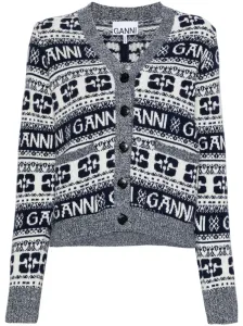 GANNI - Cardigan In Lana Con Logo #3043555