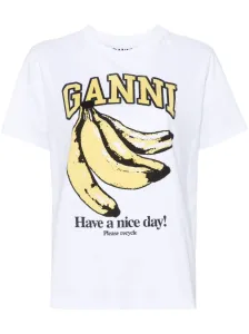 GANNI - T-shirt In Cotone Con Stampa Banana