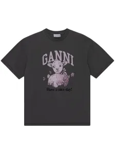 GANNI - T-shirt In Cotone Organico Stampata