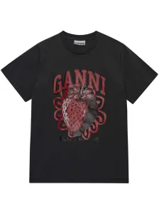 GANNI - T-shirt In Cotone Stampata #2860513