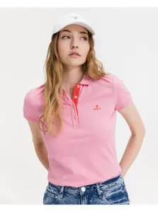 Pink Women's T-Shirt Polo GANT Contrast Collar - Women