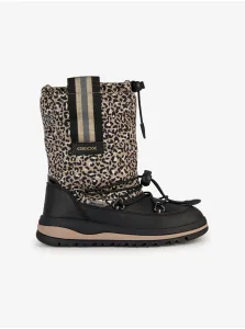 Beige-Black Girls' Patterned Snow Boots Geox Adelhide - Girls #2963088