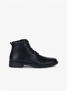 Black Men's Leather Ankle Shoes Geox Kapsian - Men's #2911464