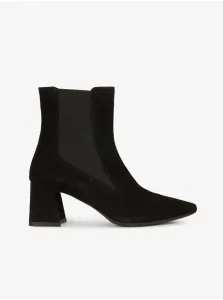 Black Womens Suede Heeled Ankle Boots Geox Giselda - Women
