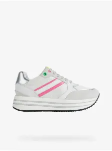 Grey-White Women Patterned Suede Sneakers on Geox Ken Platform - Women #1610429