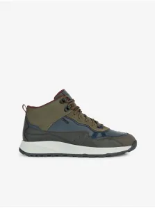Khaki Mens Ankle Sneakers with Suede Details Geox Terrestre - Men #2823528