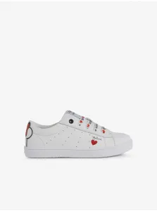 White Girls Leather Sneakers Geox Kathe - Unisex
