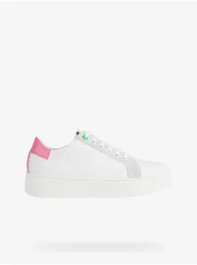 White Women's Leather Sneakers Geox Skyely - Women #1610432
