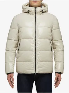 Cream Men's Quilted Winter Jacket with Hood Geox Sile - Men