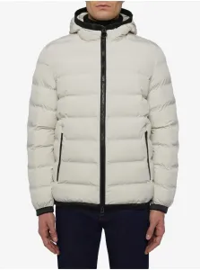 Light Grey Men's Quilted Winter Jacket with Geox Hood - Men #1444140