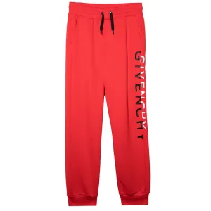 Givenchy Boys Split Logo Sweatpants Red - 4Y Red
