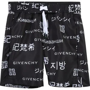 Givenchy Boys Logo Print Swimshorts Black - BLACK 10Y