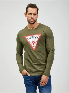 Khaki Mens Long Sleeve T-Shirt Guess - Men #906870