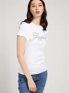 White Women's T-shirt with print Guess Selina - Women #91619