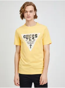 Yellow Men's T-Shirt Guess Rusty - Men's #778219