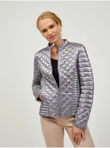 Ladies quilted jacket in silver Guess Vona - Ladies