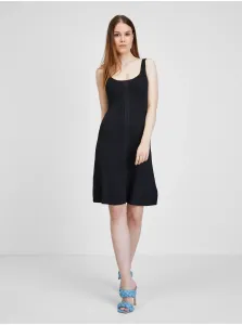 Black Ladies Ribbed Dress Guess Lucille - Ladies #235066