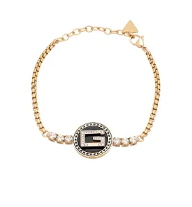 Guess Affascinante braccialetto placcato in oro con cristalli G Solitaire JUBB01030JWYGBK-S 21 cm