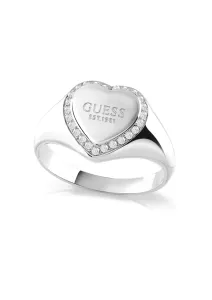 Guess Romantico anello in acciaio Fine Heart JUBR01430JWRH 52 mm