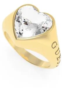 Guess Romantico anello placcato in oro con cuore scintillante UBR70004 54 mm