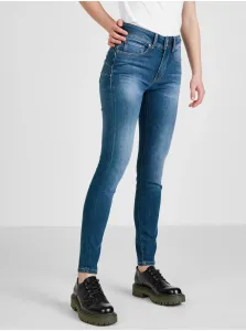 Dark blue womens skinny fit jeans with embroidered effect Guess - Women #145140