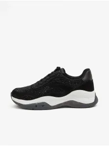 Black Women's Platform Sneakers with Guess Kinlee Leather Details - Women