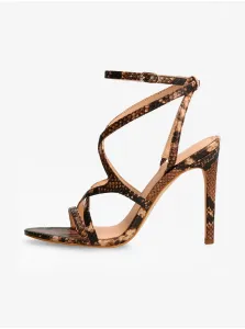 Brown Patterned Heeled Sandals Guess Fennela 2 - Women #770829