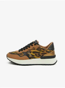 Brown Women's Patterned Sneakers with Leather Details Guess - Women #1510518