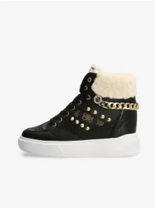 Guess Black Women Ankle Winter Gusset Boots with Decorative Details - Women