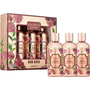 Hamidi Luxury Oud Rose - gel doccia 95 ml + lozione corpo 95 ml + shampoo e balsamo (2in1) 95 ml