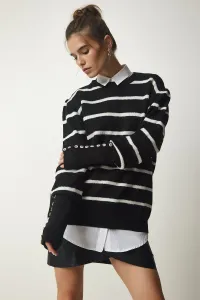 Happiness İstanbul Women's Black Striped Knitwear Sweater