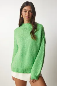 Happiness İstanbul Women's Light Green Stand-Up Collar Basic Knitwear Sweater